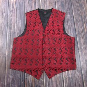 Suit Vest Brand Q Mens XL‎ Red Paisley Tuxedo Belted Formal Wedding Waistcoat